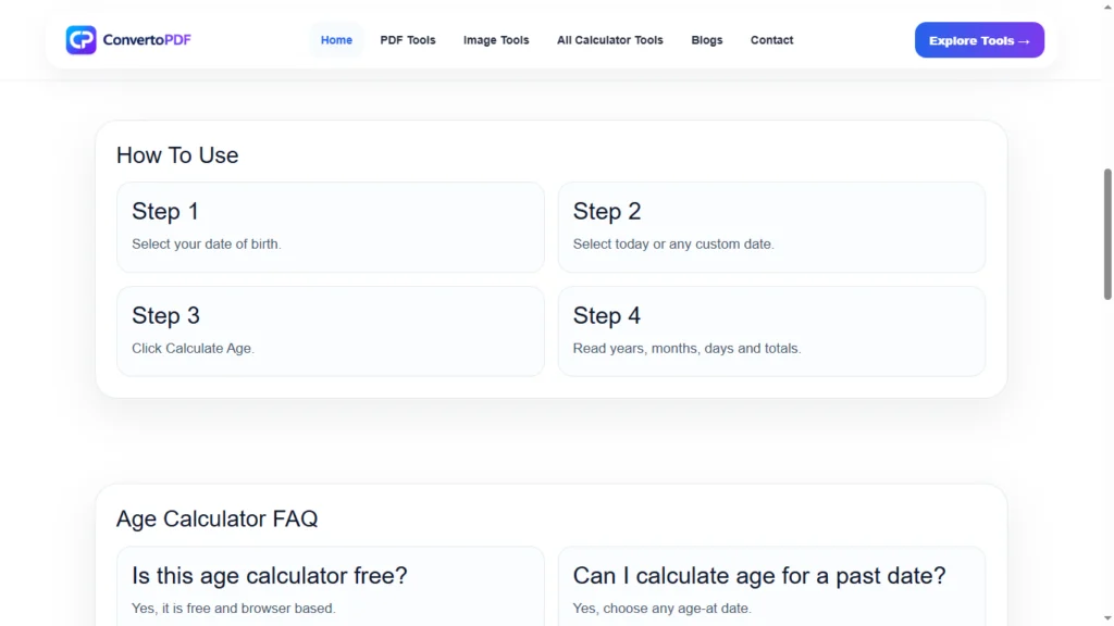 age calculator tool