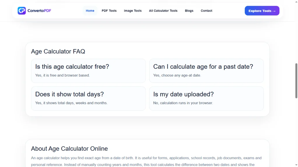 age calculator working tool