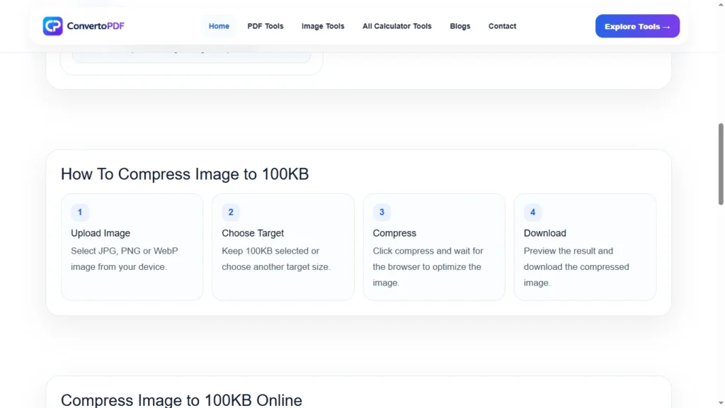 how to compress image to 100kb
